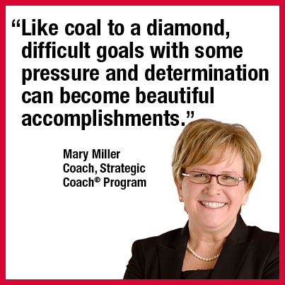 “Like coal to a diamond, difficult goals with some pressure and determination can become beautiful accomplishments.” Mary Miller Coach, Strategic Coach® Program