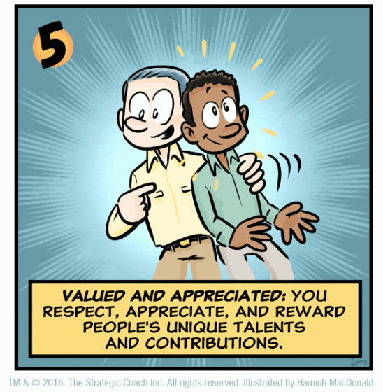 Valued and appreciated: You respect, appreciate, and reward people’s unique talents and contributions.